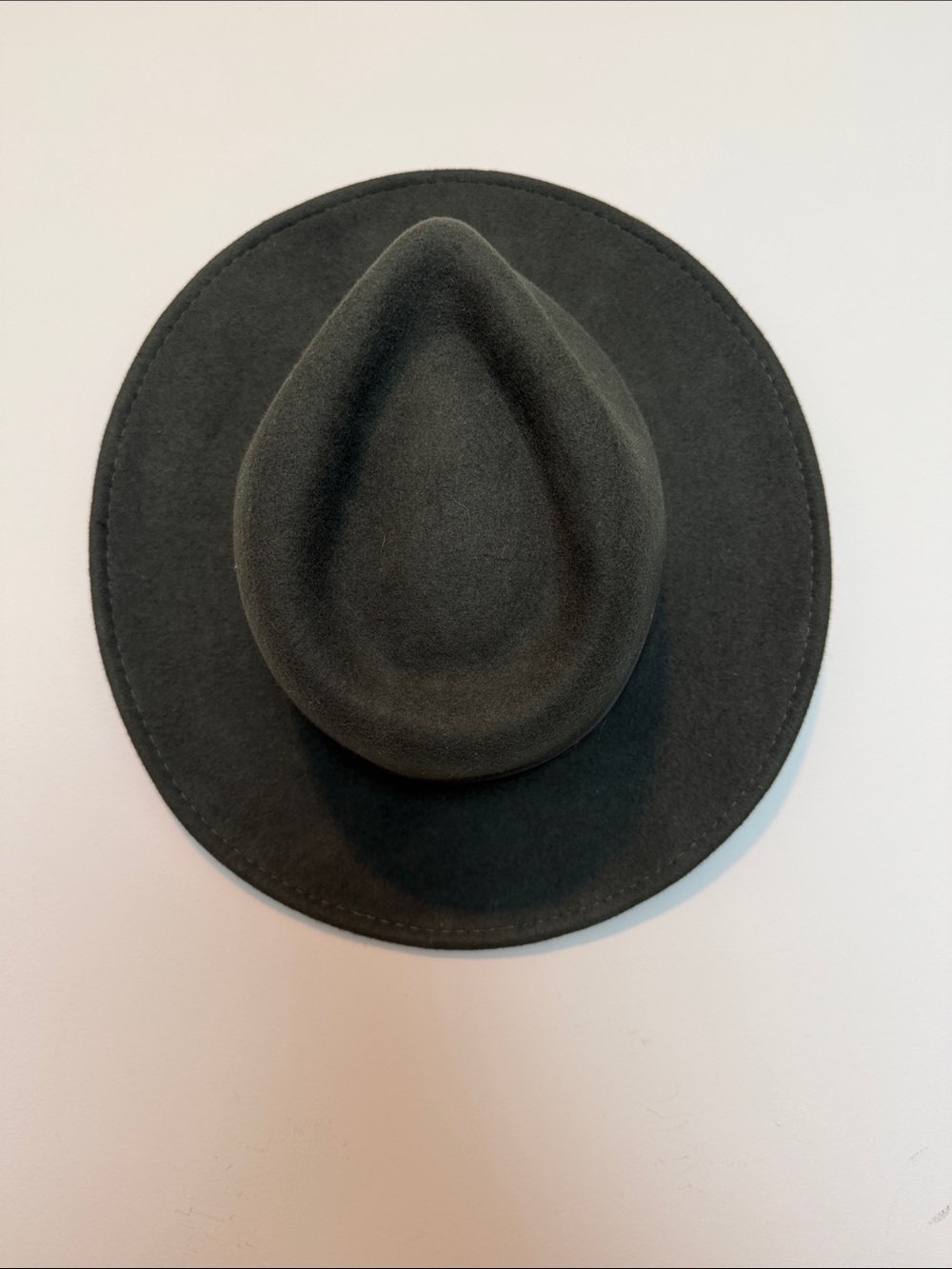Classic Wide-Brim Felt Hat in Dark Olive Green